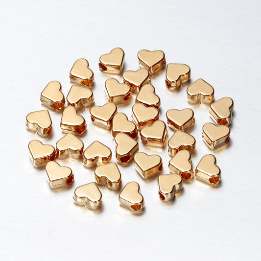 Smooth Flat Heart Acrylic Beads 7mm Shimmering Metallic 200pcs 2
