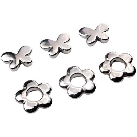 Plating Flower Butterfly Acrylic Beads 17-19mm Silver Metallic 100pcs 2