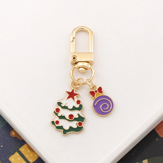 Cartoon Christmas Keychain Metal Alloy Enamel Holiday Icons 2