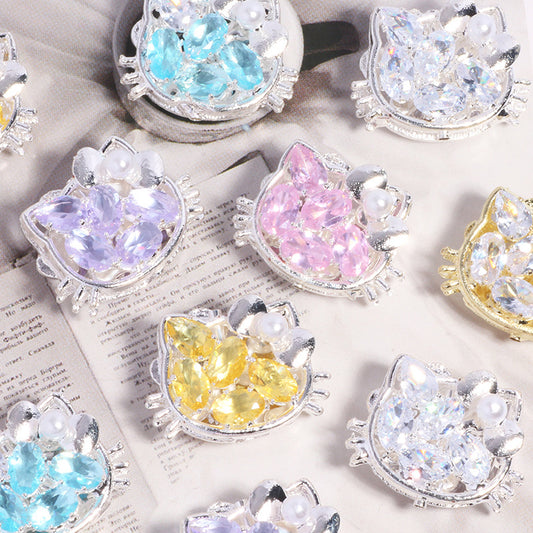 Ball Rhinestone Beads 20mm Pave Hello KT Alloy 2pcs 2