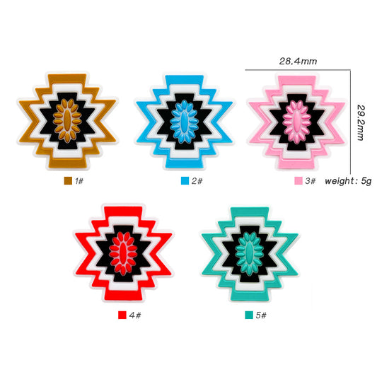 Silicone Focal Beads Cartoon Wormhole Bright Star Layered Design 20pcs 2