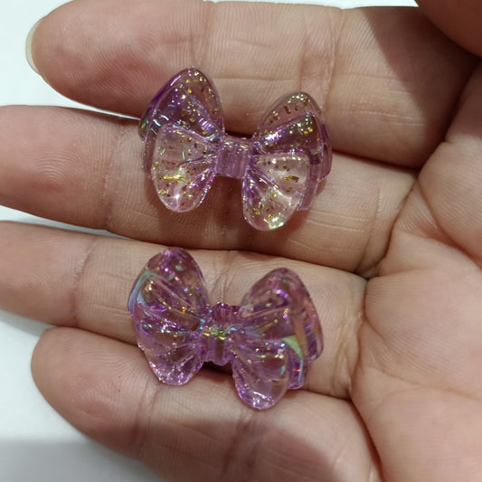 Glow Bow Acrylic Beads 19x27mm Glitter Filled Glow in the Dark 100pcs 2