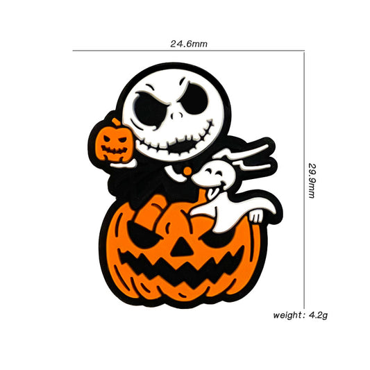 Silicone Focal Beads Halloween Pumpkin Skull Holding Mini Pumpkin 20pcs 2