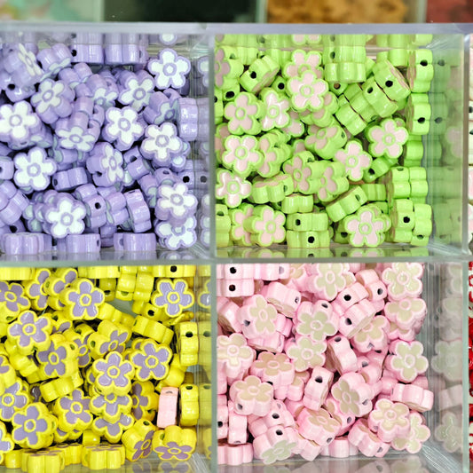 Flower Metal Beads 10mm Baking Painted Two-Color Zinc Alloy 10pcs 2