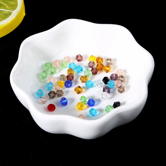 Vintage Rhomboid Glass Beads 4mm Faceted Multicolor 90pcs 2