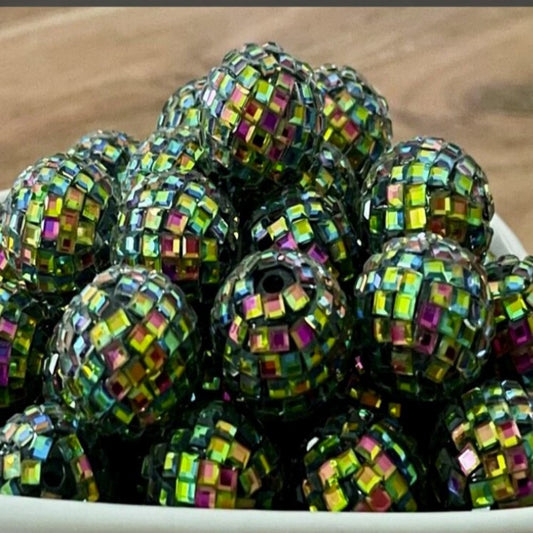 Iridescent Bubblegum Beads 16mm 20mm Disco Ball Style 5pcs 2