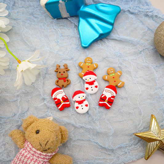 Silicone Focal Beads Christmas Santa Claus Snowman Reindeer 20pcs 2