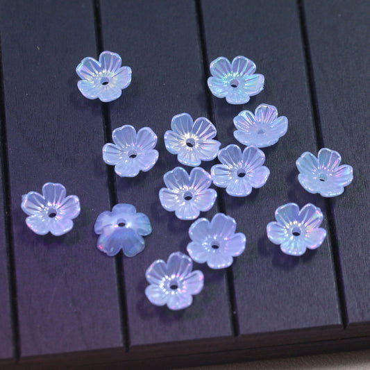 Plated Five Flower Acrylic Beads 11mm Iridescent Pastel 100pcs 2