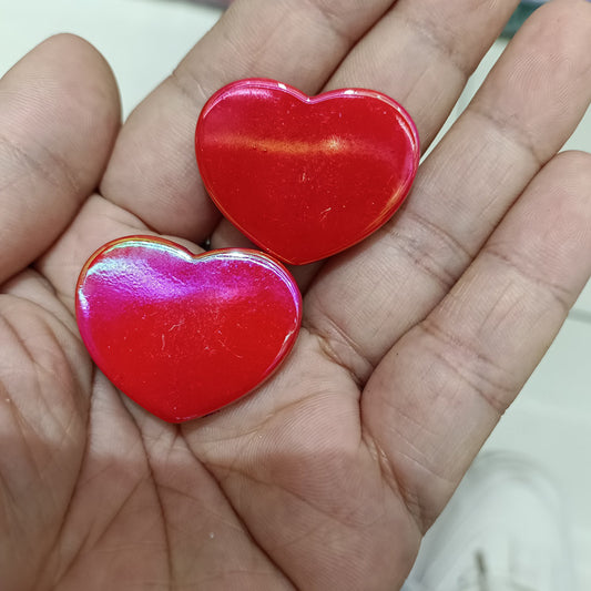 UV Plating Glossy Heart Acrylic Flat Beads 26-32mm 100pcs 2