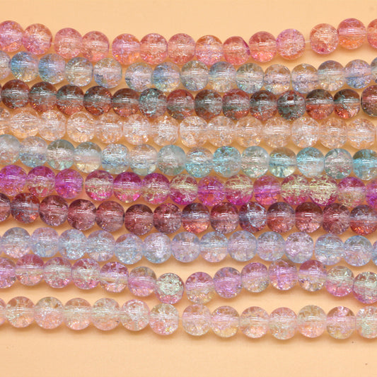 Crackle Round Glass Beads 8mm Gradient Dual Color Translucent 100pcs 2