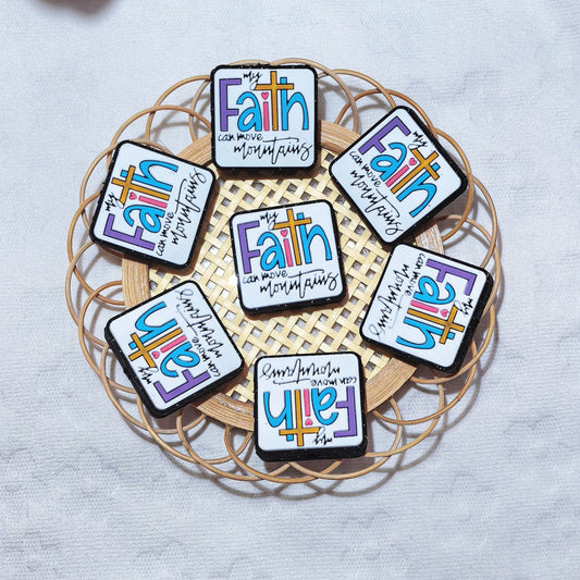 Silicone Focal Beads Faith Brand Square Faith Card Design 20pcs 2