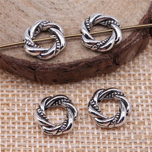 Twist Metal Beads 11mm Antique Silver Tone Alloy 50pcs 2
