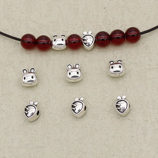 Easter Carrot and Rabbit Metal Beads 8mm Polished Silver Tone 100pcs 2