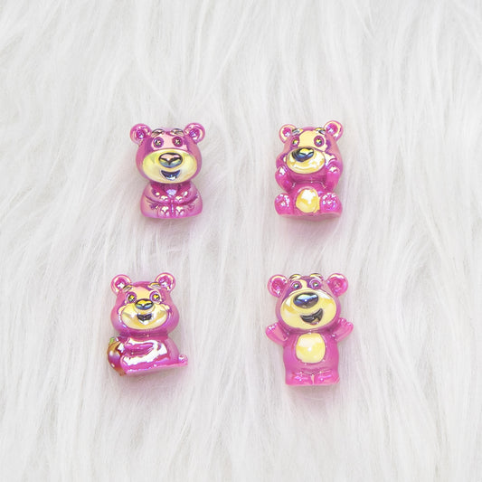 Plating 3D Lotso Resin Beads Glossy Pink Gold 10pcs 2