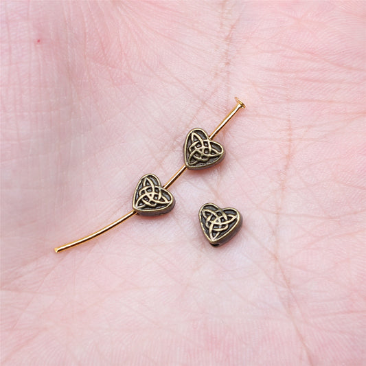 Heart Flat Metal Beads 5mm Geometric Pattern Zinc Alloy 80pcs 2