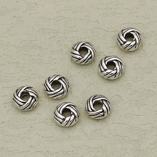 Alloy Oval Spacer Beads 6mm Woven Immitation Tibetan Antique Silver 100pcs 2