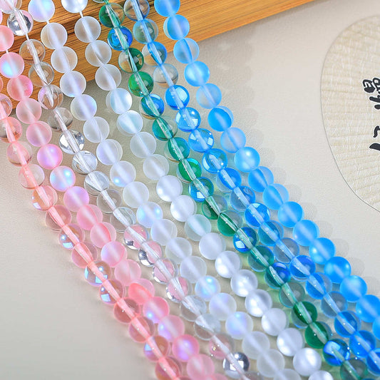 Mermaid Round Glass Beads 6mm Matte Pastel Jewel Tones 40pcs 2