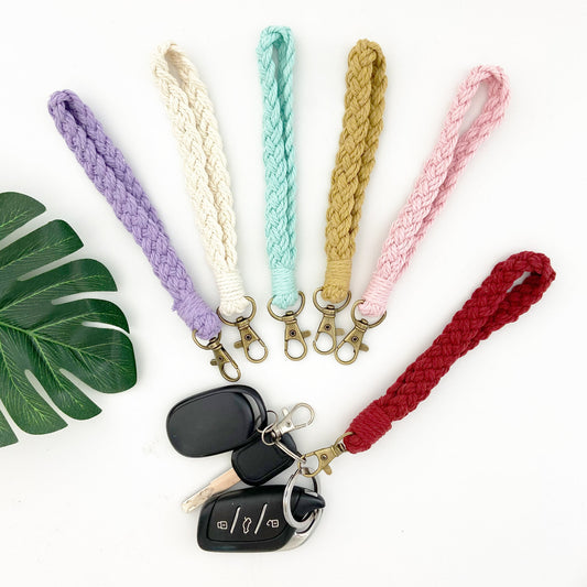 Macrame Crochet Phone Keychain Cotton Rope with Brass Clasp 4pcs 2