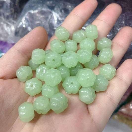 Flat Pumpkin Czech Glass Beads 6x8mm Glossy Autumn Colors 10pcs 2