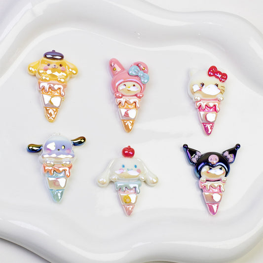 Ice Cream Character Resin Beads Glossy Pastel Colors 20pcs 2
