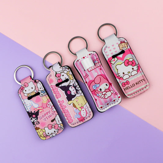 Neoprene Chapstick Holder Keychain Sanri Pattern Kawaii Animal 3pcs 2