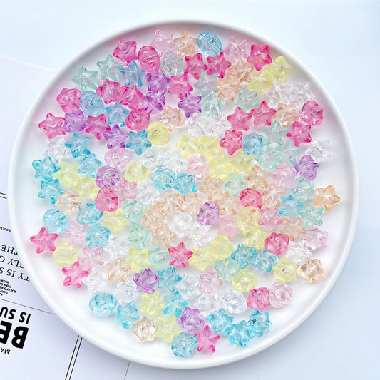 Transparent Star Acrylic Beads 11mm Chunky Pastel Mixed Colors 60pcs 2