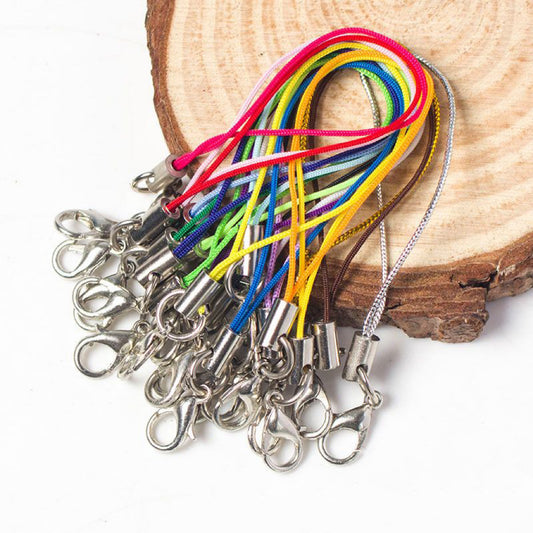 Colorful Phone Strap Keychain Mini Lobster Clasp Nylon Cord 50pcs 2