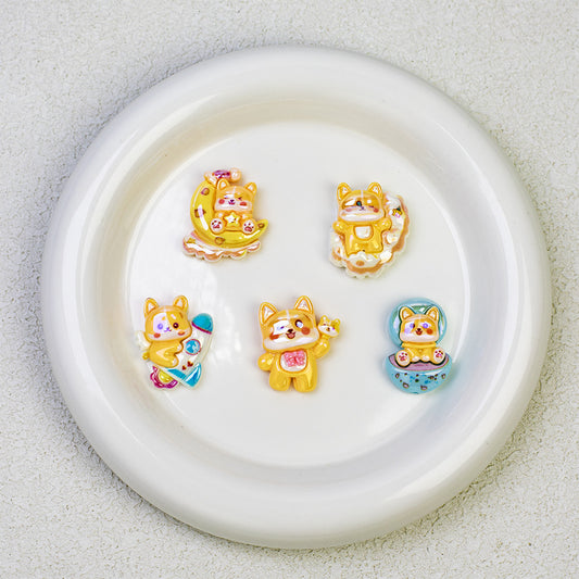 Plating Cute Corgi Resin Beads Glossy Honey Tone 10pcs 2