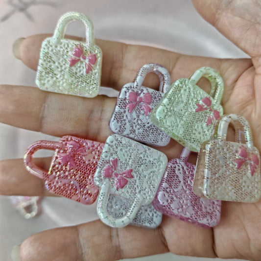 UV Plating Lace Handbag Acrylic Beads 26-32mm Soft Pastel 50pcs 2