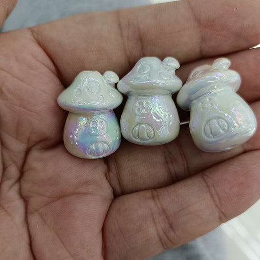 Glow In The Dark Mushroom Acrylic Beads 24mm Plated 50pcs 2