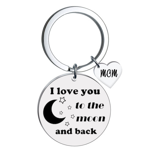 Stainless Steel Star Moon I Love You Inspirational Keychain 2