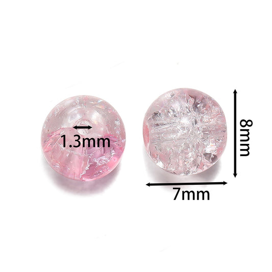 Crackle Round Glass Beads 8mm Colored Hole 1.3mm 50pcs 2