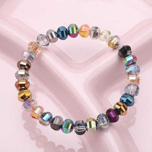 Faceted Glass Beads 8mm Watermelon Electroplated Iridescent 30pcs 2