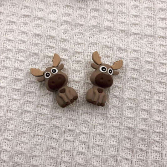 Silicone 3D Focal Beads Deer Sitting Pose 20pcs 2