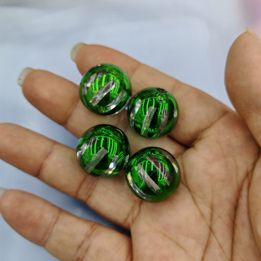 Plated Bubblegum Beads 20mm Striped Christmas Colors 50pcs 2