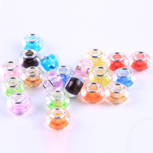 Acrylic Spacer Beads 14mm Glossy Transparent Dyed Core 100pcs 2