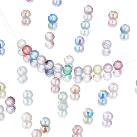 Czech Glass Beads Round 8mm Translucent Metallic Flecks 30pcs 2