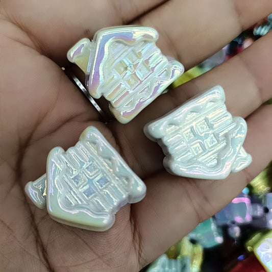 Glow In The Dark Cottage Acrylic Beads 21mm Iridescent Plated 50pcs 2