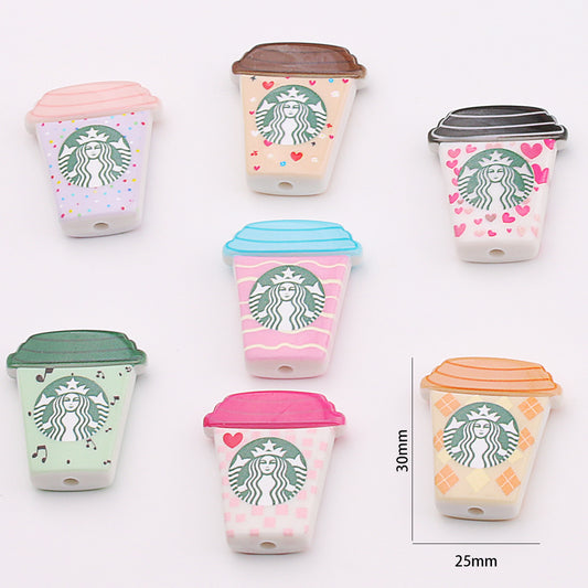 Starbuc Cup Acrylic Beads 25-30mm Pastel Mixed 50pcs 2
