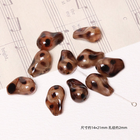 Leopard Pattern Geometric Shape Acrylic Beads Wild Animal Print 10pcs 2