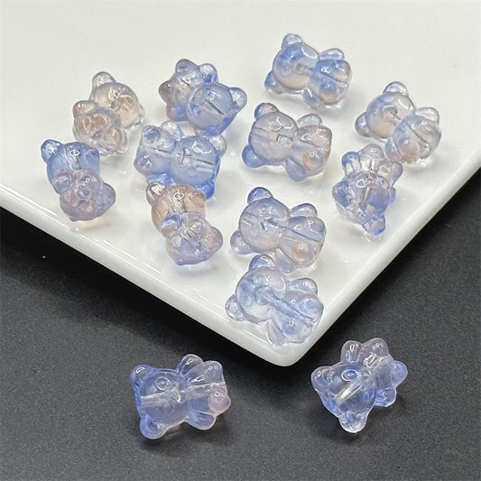 Transparent Bear Glass Beads 13x16mm Pastel Colors 100pcs 2