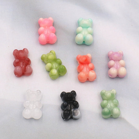 Marble Texture Bear Acrylic Beads 19mm Gradient Mixed 20pcs 2
