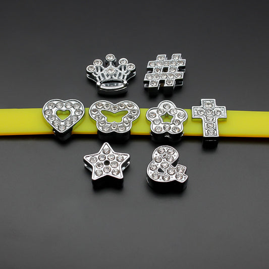 Chrome Alloy Rhinestone Beads Star Heart Crown Shapes 4pcs 2
