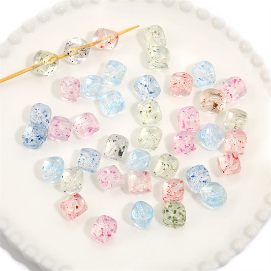 Transparent Flower Acrylic Beads 13x16mm Colorful Speckled 20pcs 2