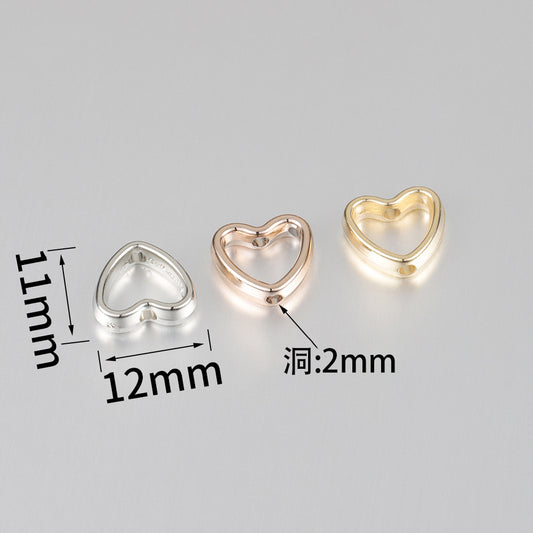 Hollow Heart Acrylic Beads 11x12mm CCB Plastic Mixed Colors 100pcs 2
