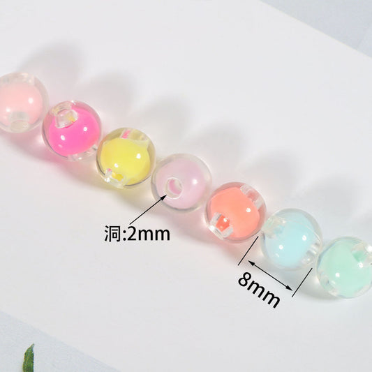 Macaron Acrylic Beads 8mm Colored Transparent Solid Core 100pcs 2