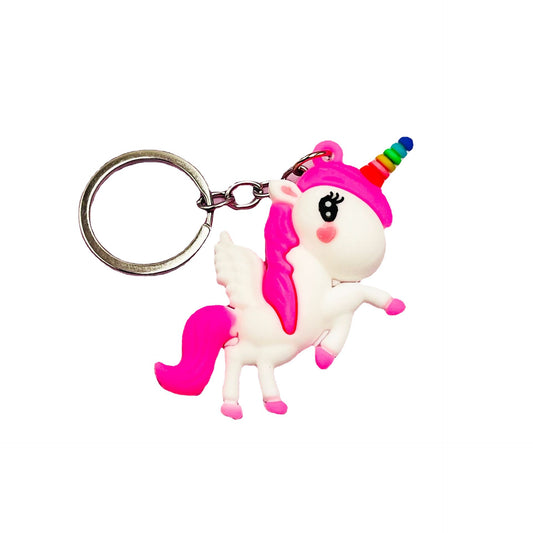 PVC Unicorn Keychain Colorful Rainbow Horn and Mane Soft Charm 2
