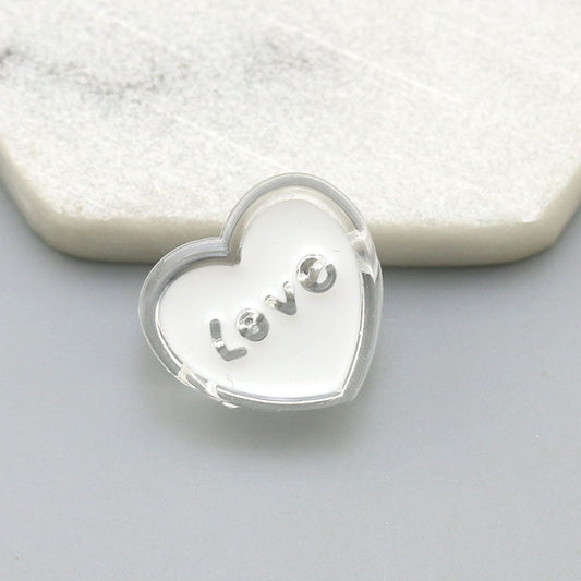 Transparent Love Heart Acrylic Beads 24mm Enamel Finish 20pcs 2