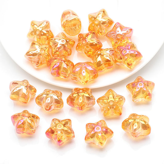 Electroplated Star Glass Beads 18mm Imitation Lunar Pit Texture 10pcs 2