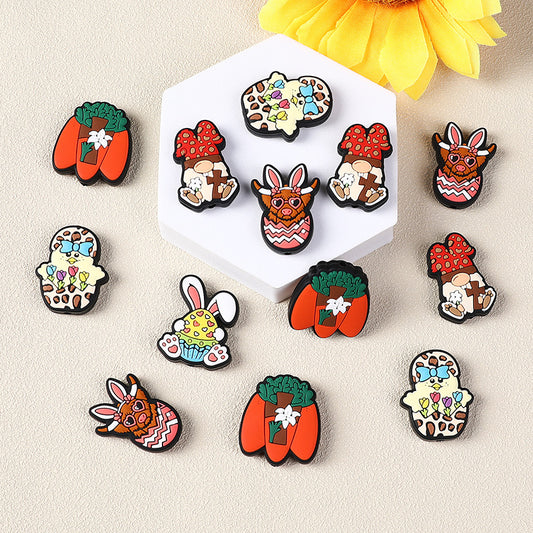 Silicone Focal Beads Easter Bunny Egg Rabbit Ears 20Pcs 2
